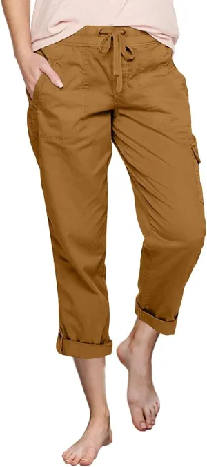 Women's Fashion Pants Loose Fit Summer Baggy Elastic Waist Pant Straight Leg Trousers Convertible Length Cargo