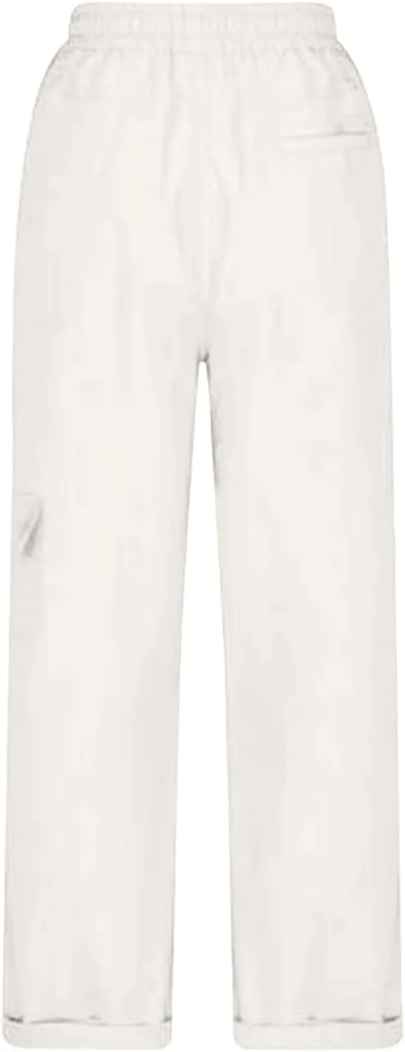 Women's Fashion Pants Loose Fit Summer Baggy Elastic Waist Pant Straight Leg Trousers Convertible Length Cargo
