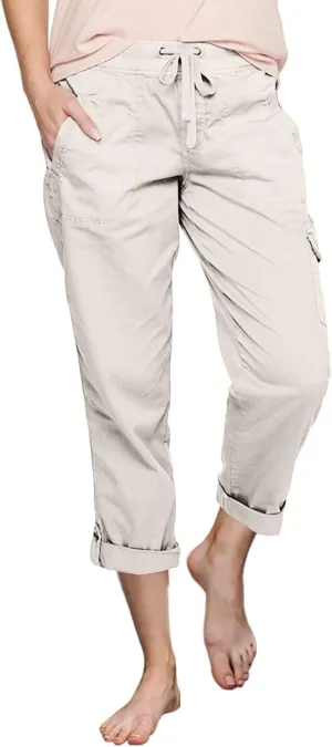Women's Fashion Pants Loose Fit Summer Baggy Elastic Waist Pant Straight Leg Trousers Convertible Length Cargo