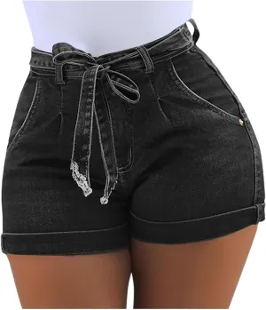 Womens Jean Shorts Stretchy High Waisted Summer Casual Denim Skinny Butt Lift Shorts Elastic Fashion Y2k Jeans Shorts