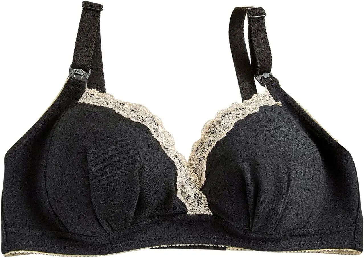 Women's Lace Nursing Bra Wirefree Padded Breastfeeding Maternity Bralette Cute Pregnancy Wrap V Neck Push Up Bras