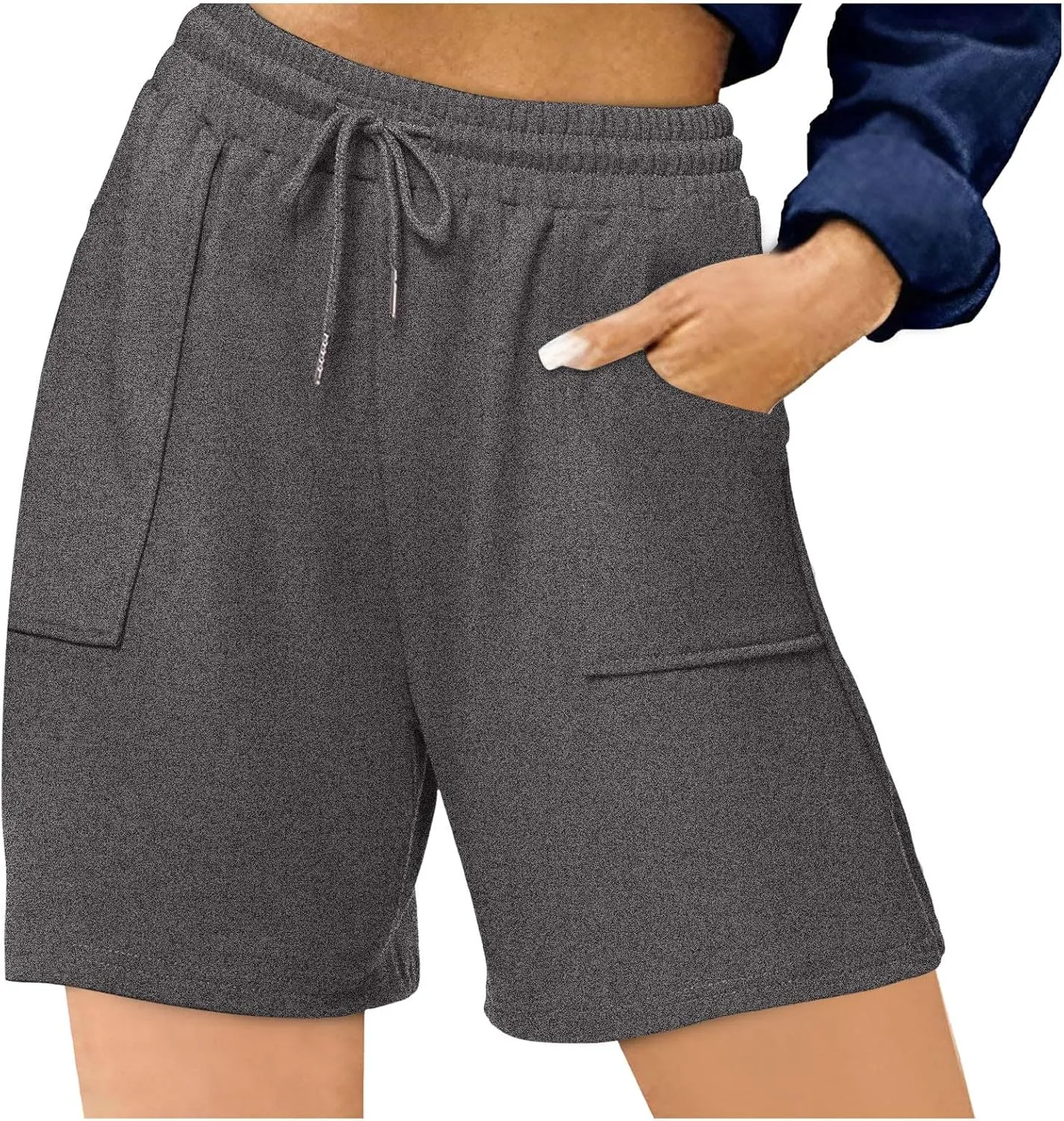 Women's Lightweight Shorts High Waisted Seamless Soft Loose Elastic Drawstring Beach Shorts with Pockets
