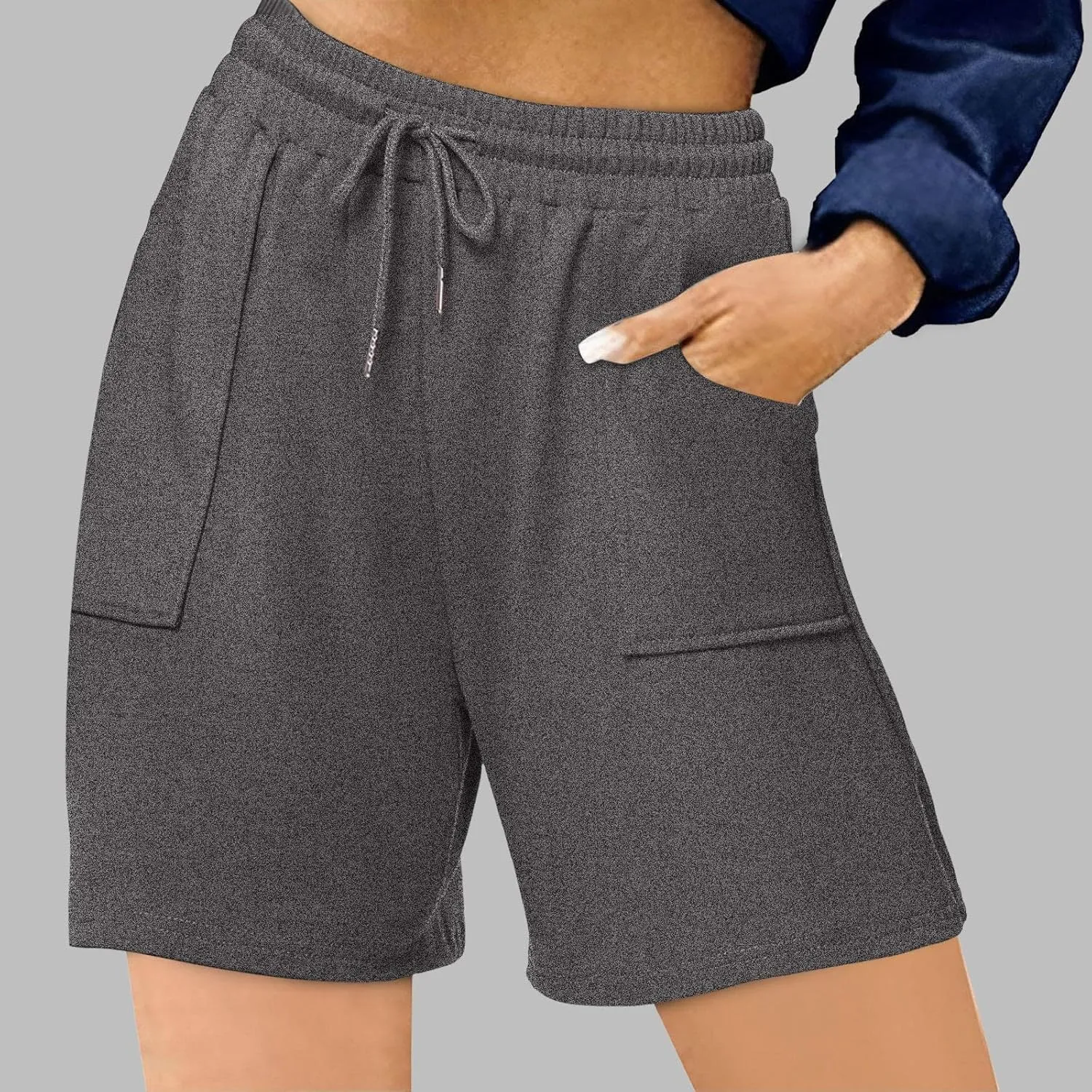 Women's Lightweight Shorts High Waisted Seamless Soft Loose Elastic Drawstring Beach Shorts with Pockets