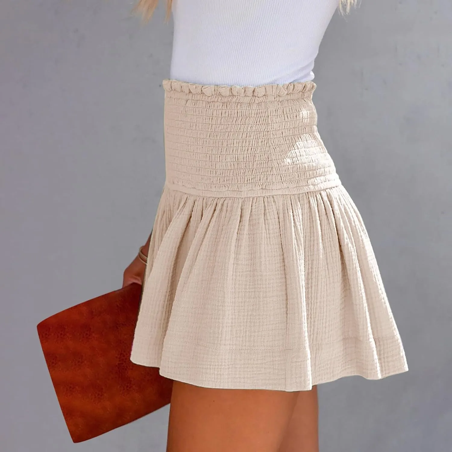 Women's linen Comfy Casual Elastic Waist Solid Color Wide Leg Shorts Summer Beach Lightweight Short Pants