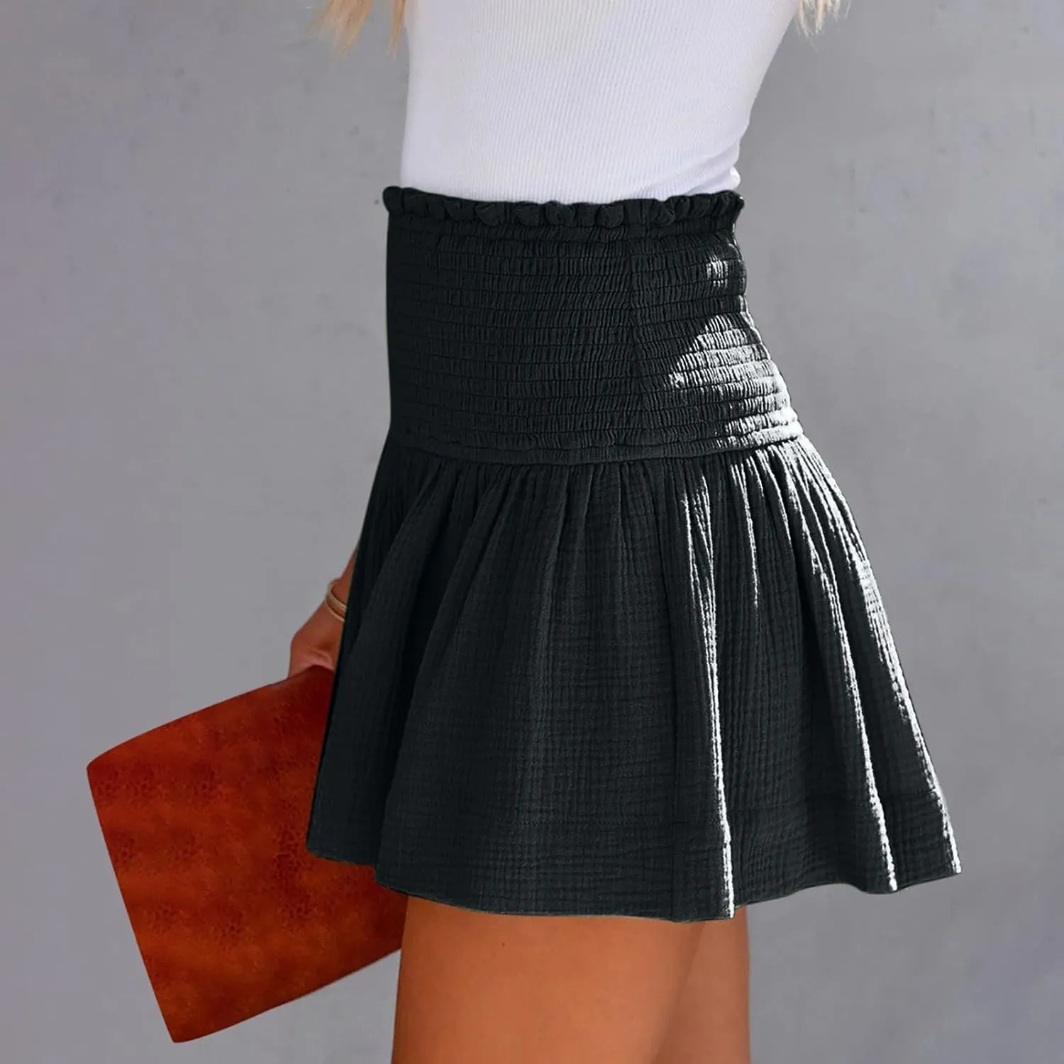 Women's linen Comfy Casual Elastic Waist Solid Color Wide Leg Shorts Summer Beach Lightweight Short Pants