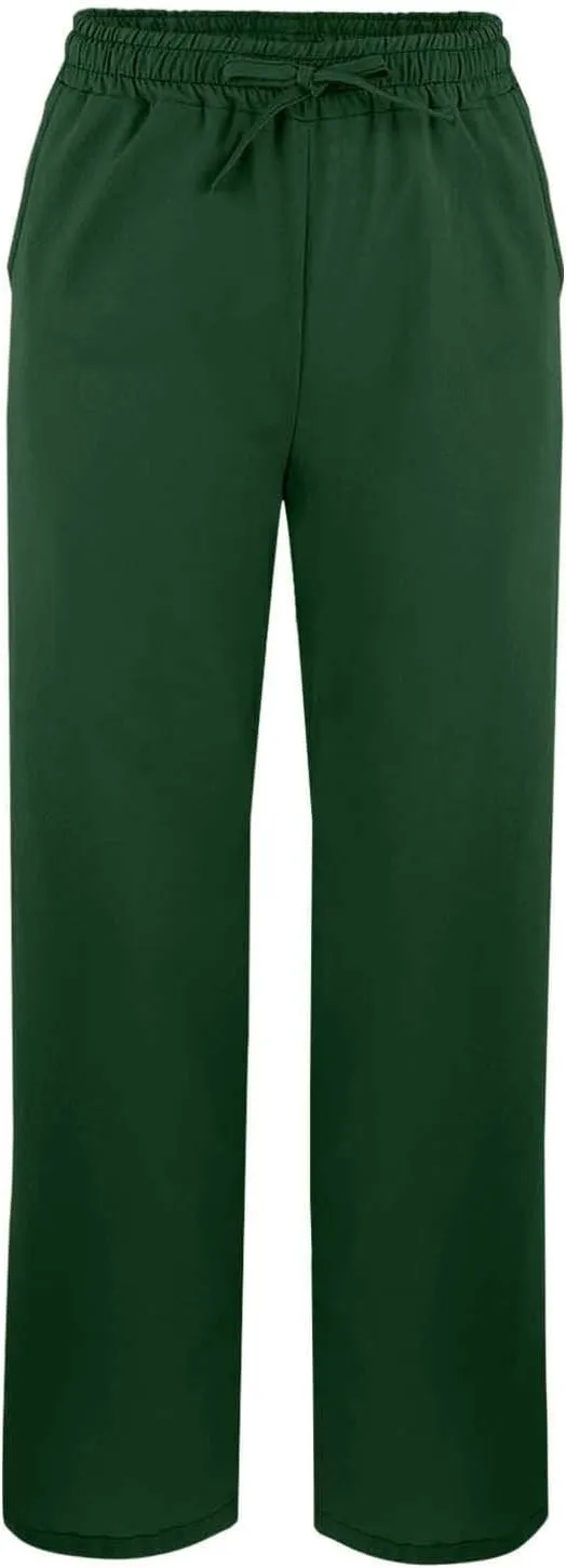Womens Linen Pants with Pockets Loose Elastic High Waisted Comfy Lounge Pant Straight Leg Split Beach Long Trousers