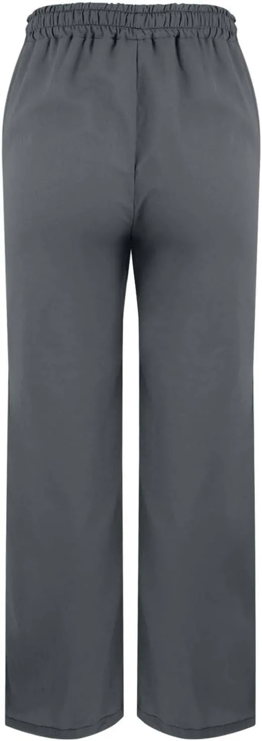 Womens Linen Pants with Pockets Loose Elastic High Waisted Comfy Lounge Pant Straight Leg Split Beach Long Trousers