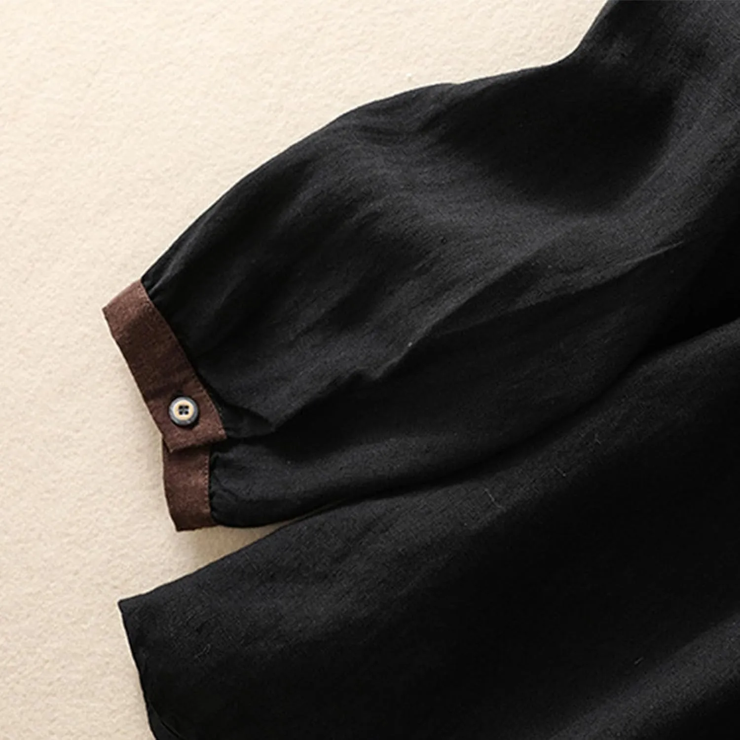 Women's Linen Shirt Button Down Long Sleeve Crew Neck Spring Blouses Long Sleeve Beach Summer Casual Tees with Pocket