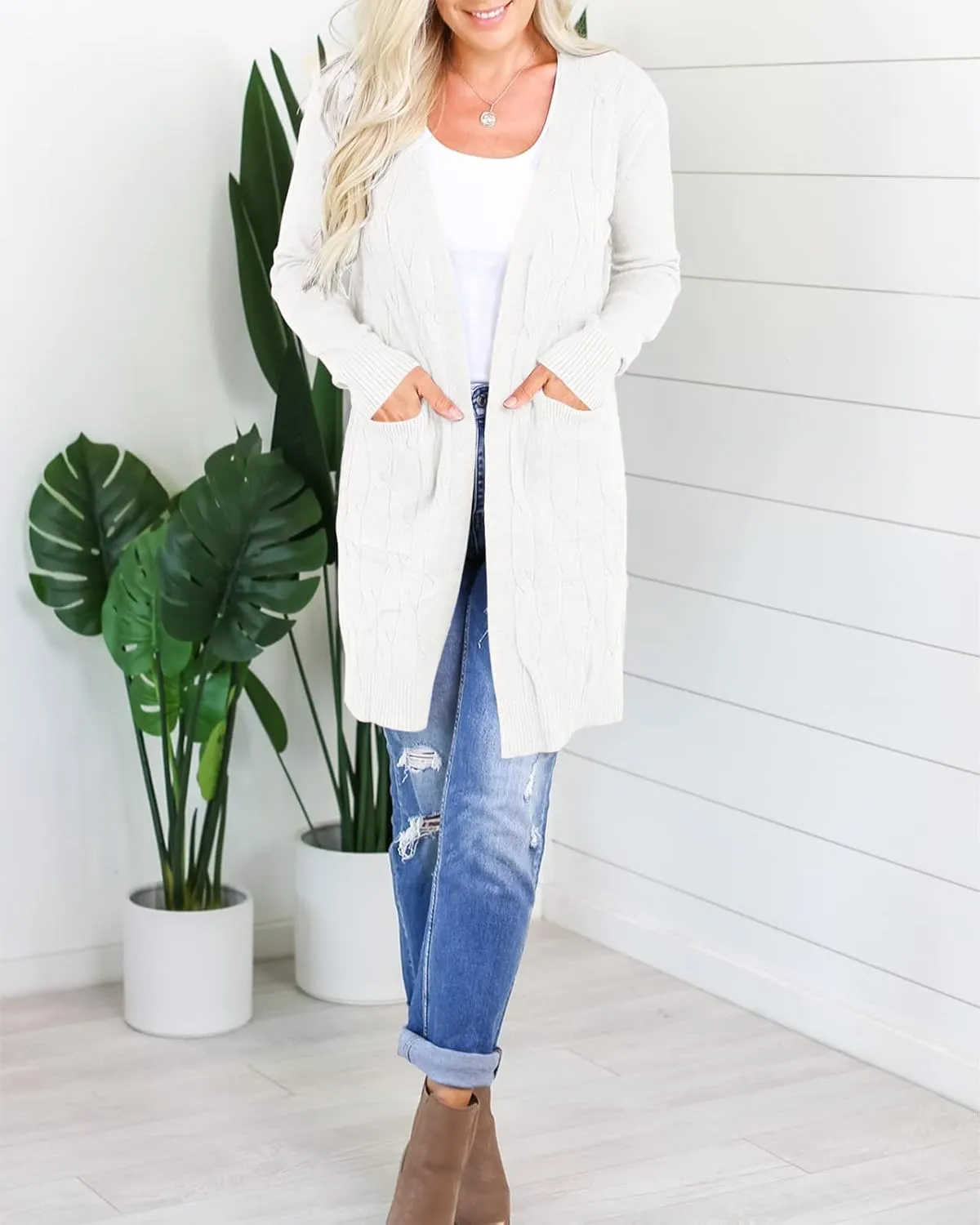 Womens Long Sleeve Open Front Oversized Cardigans Casual Chunky Knit Sweater Outwear Coats