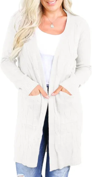 Womens Long Sleeve Open Front Oversized Cardigans Casual Chunky Knit Sweater Outwear Coats