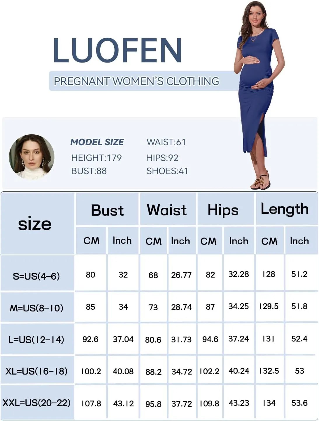Women's Maternity Dress Short Sleeve Bodycon Dresses Split Maternity Dress for Baby Shower Summer Pregnancy Clothes