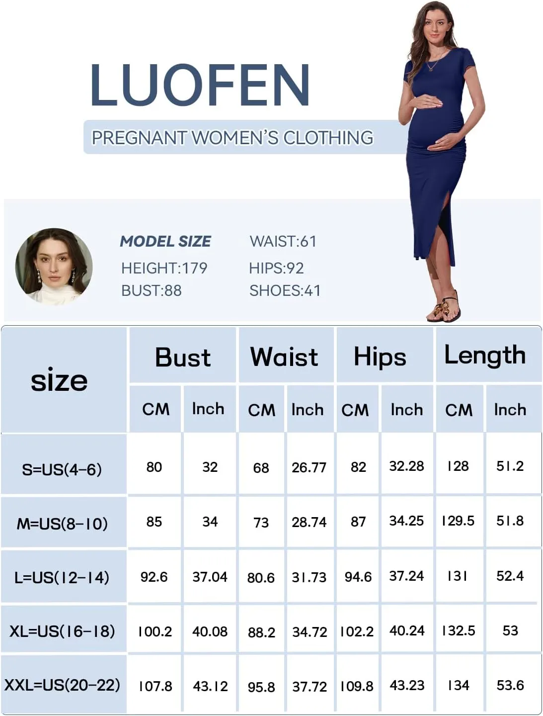 Women's Maternity Dress Short Sleeve Bodycon Dresses Split Maternity Dress for Baby Shower Summer Pregnancy Clothes
