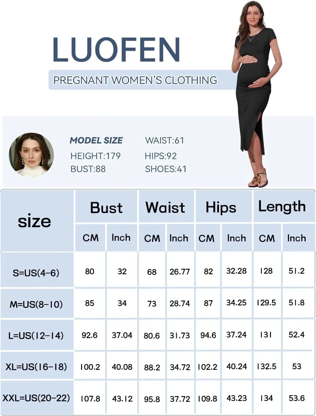 Women's Maternity Dress Short Sleeve Bodycon Dresses Split Maternity Dress for Baby Shower Summer Pregnancy Clothes