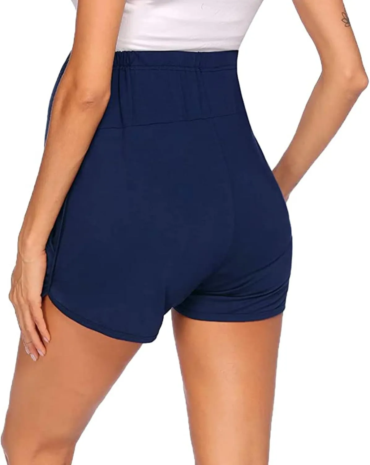 Women's Maternity Yoga Shorts Over The Belly Bump Summer Workout Running Active Short Stretch Pants with Pockets