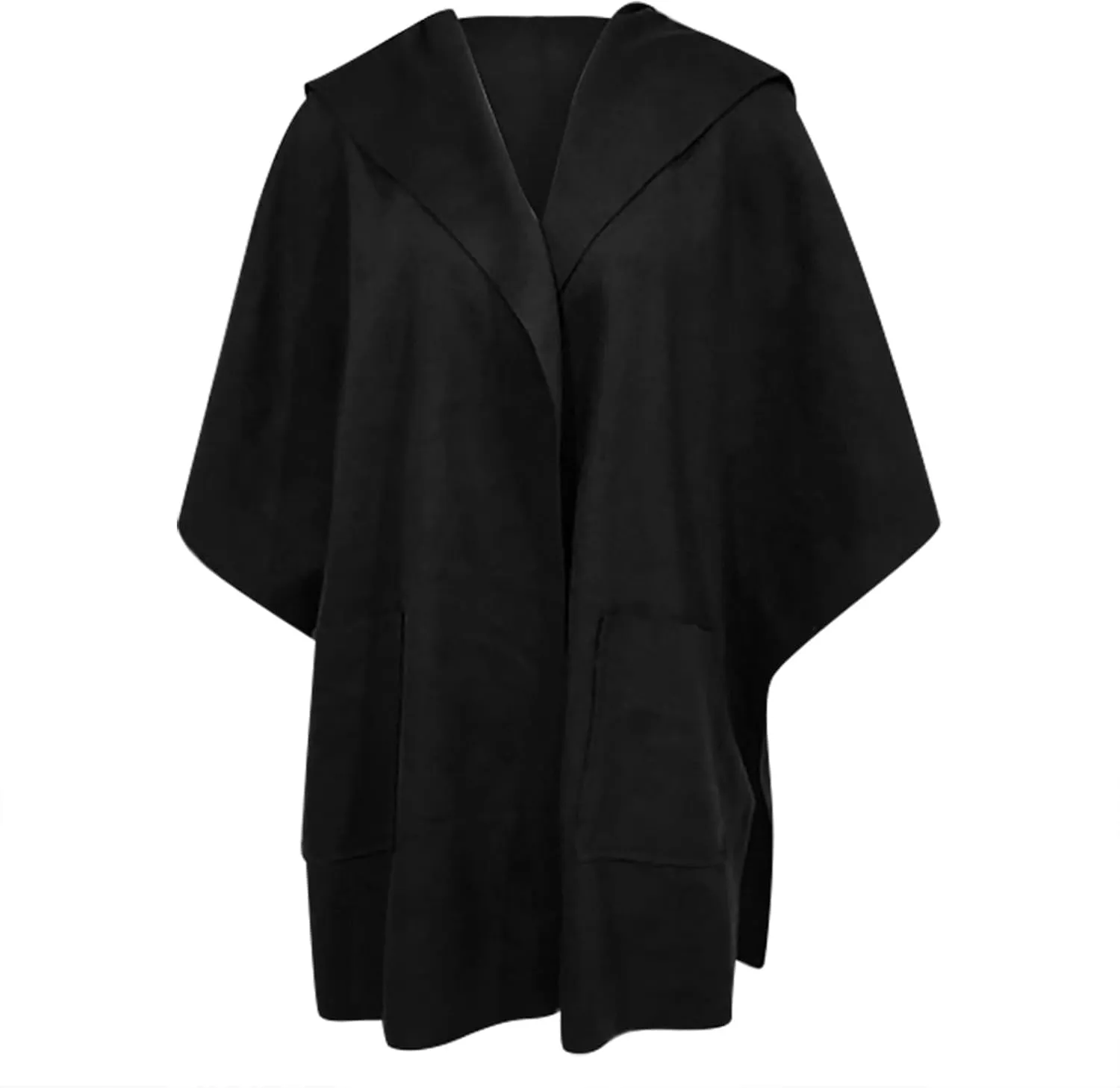 Womens Oversized Trench Coat Fall Winter Trendy Loose 3/4 Sleeve One Button Open Fron Long Cardigan Fleece Warm Coat