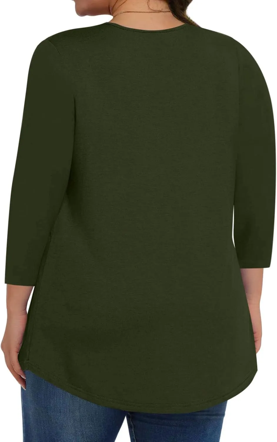 Womens Oversized Tunic Tops Summer 3/4 Sleeve Crewnek Flowy T Shirts Hide Belly Pleated Soft Comfy Casual Tee Blouses