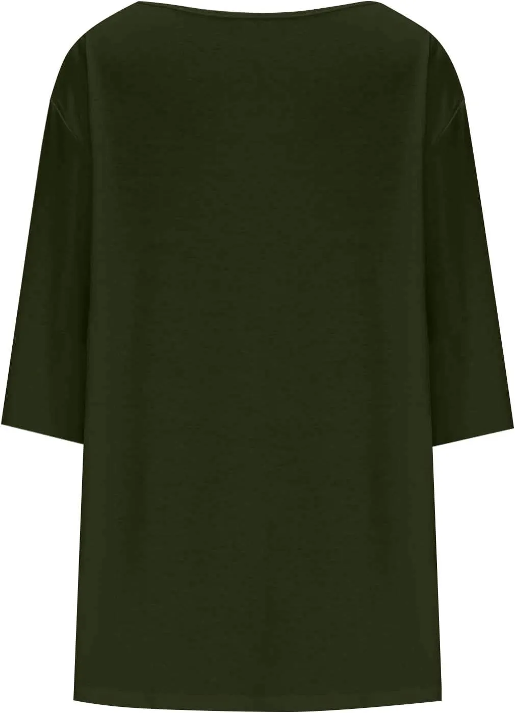 Womens Oversized Tunic Tops Summer 3/4 Sleeve Crewnek Flowy T Shirts Hide Belly Pleated Soft Comfy Casual Tee Blouses
