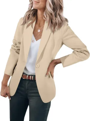 Womens Suit Jacket Business Casual Blazer Long Sleeve Lapel Open Front Button Work Blazer Jackets Trendy Clothes