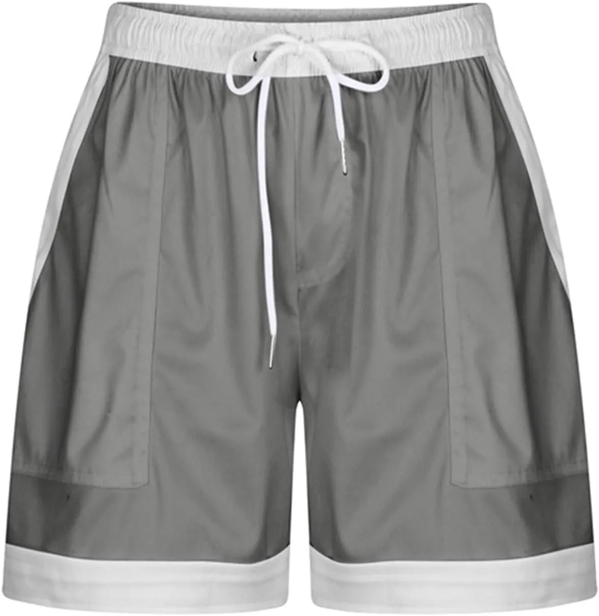 Women's Summer Casual Shorts Elastic Drawstring High Waist Straight Leg Lounge Shorts with Pockets Beach Outfits