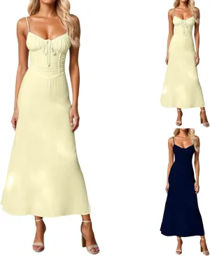 Women's Summer Corset Dress Spaghetti Strap Maxi Bodycon Formal Cocktail Fairy Dresses Vintage Wedding Guest Sundress