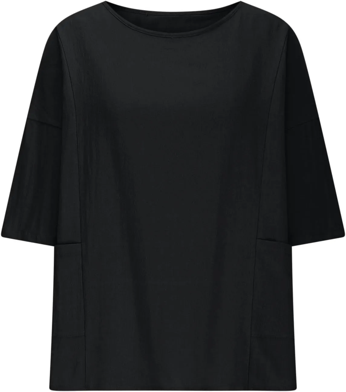 Women's Summer Cotton Linen Shirts Oversized Boho Half Sleeve Tunic Tops with Pocket Casual Comfy Beach Camping Outfit