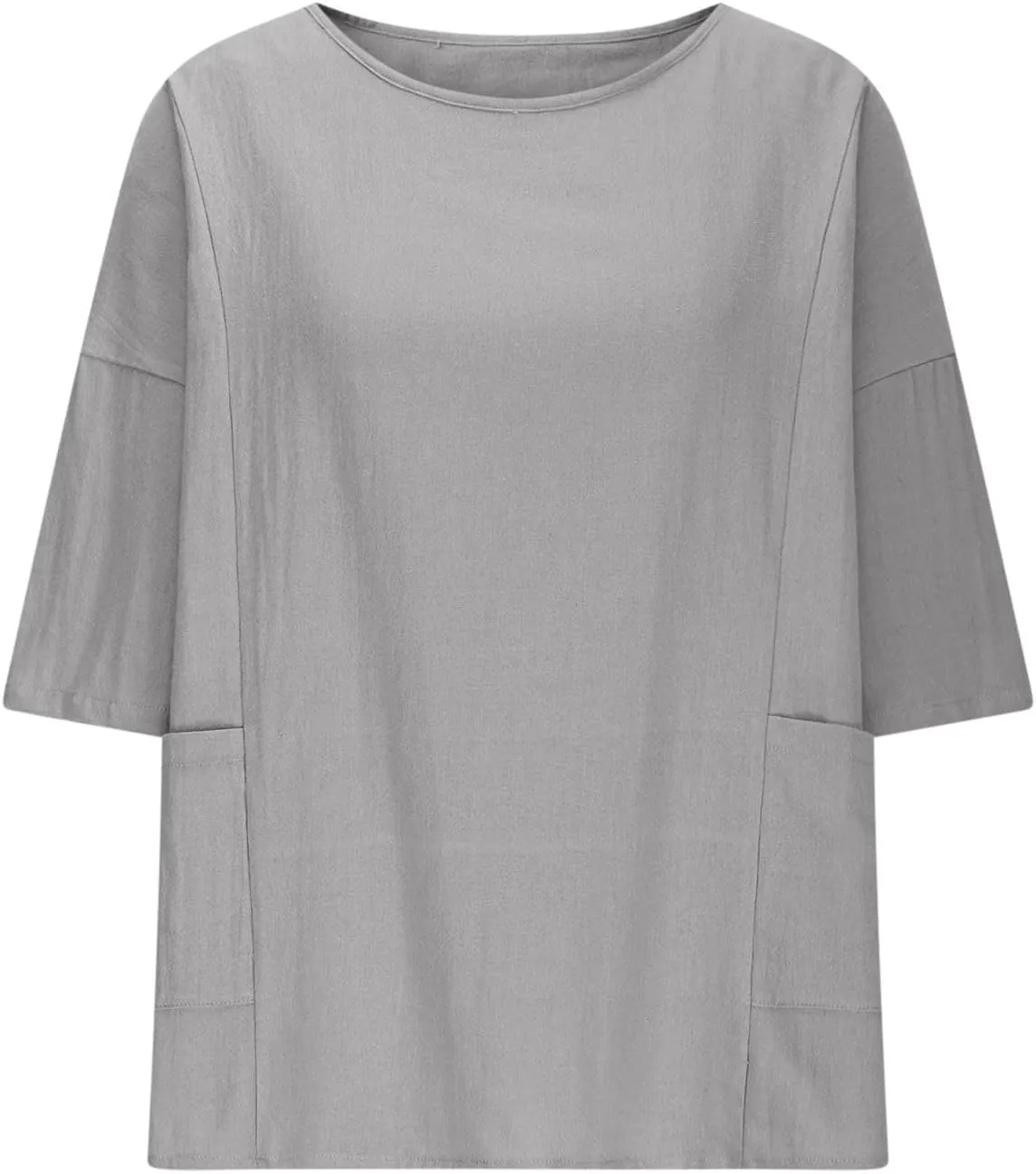 Women's Summer Cotton Linen Shirts Oversized Boho Half Sleeve Tunic Tops with Pocket Casual Comfy Beach Camping Outfit
