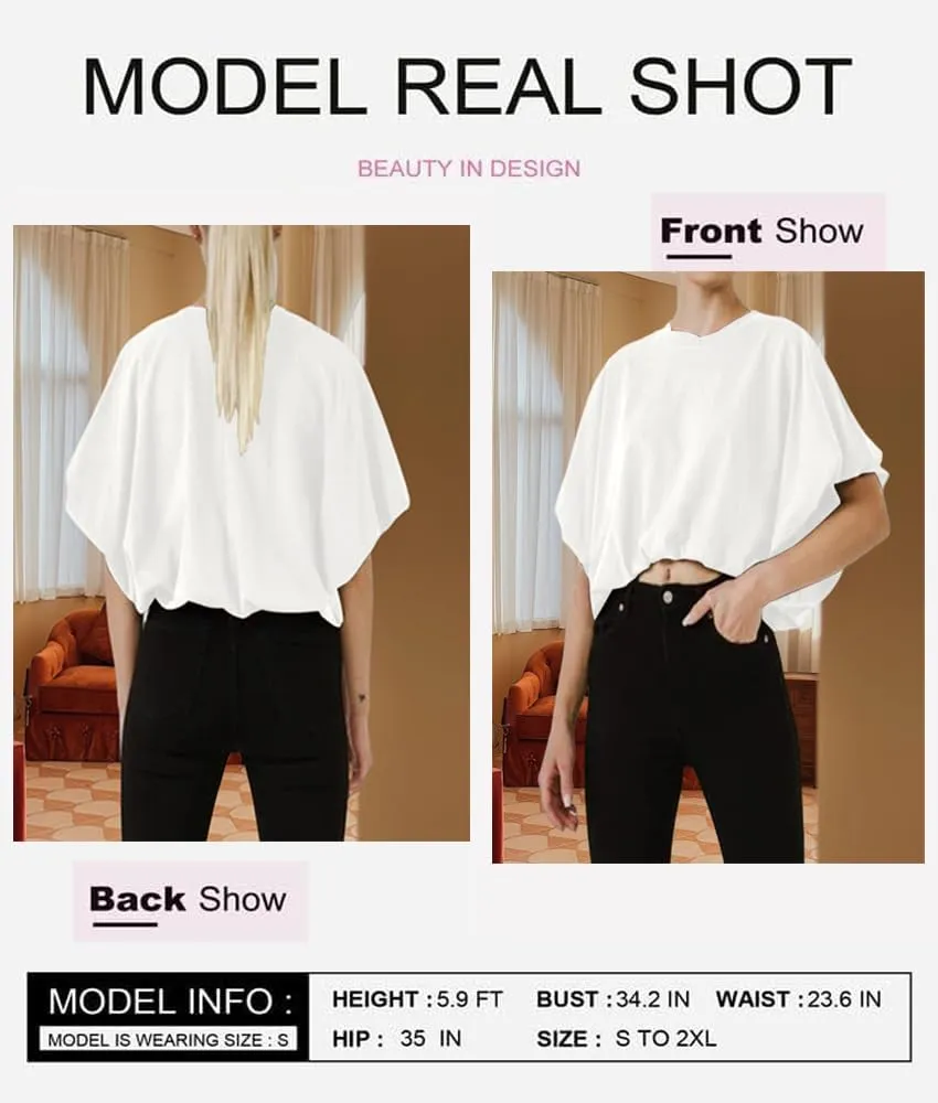 Womens Summer Crewneck Crop Tops Short Sleeve Casual Loose Cropped T Shirts
