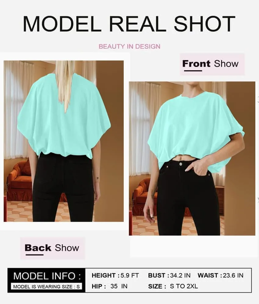 Womens Summer Crewneck Crop Tops Short Sleeve Casual Loose Cropped T Shirts