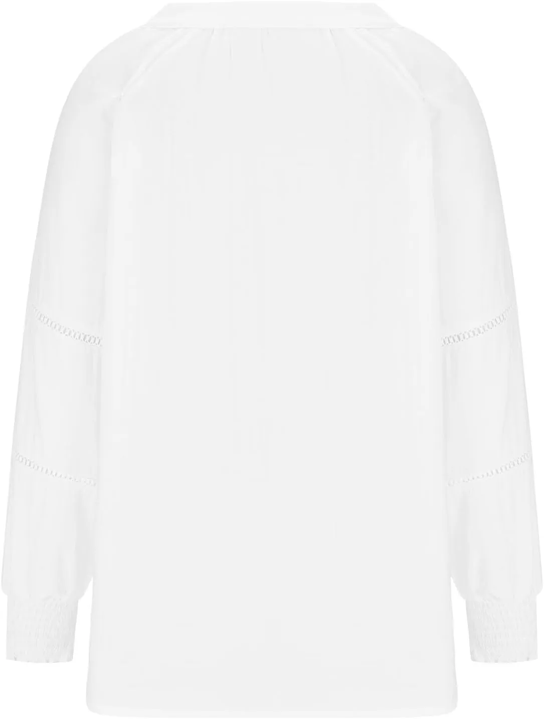 Womens Summer Tops 3/4 Lantern Sleeve Casual V-Neck T-Shirts Chiffon Pleated Loose Tunic Lace Hollow-Out Blouse
