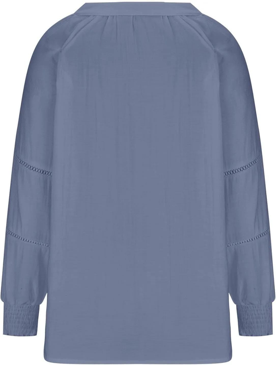 Womens Summer Tops 3/4 Lantern Sleeve Casual V-Neck T-Shirts Chiffon Pleated Loose Tunic Lace Hollow-Out Blouse