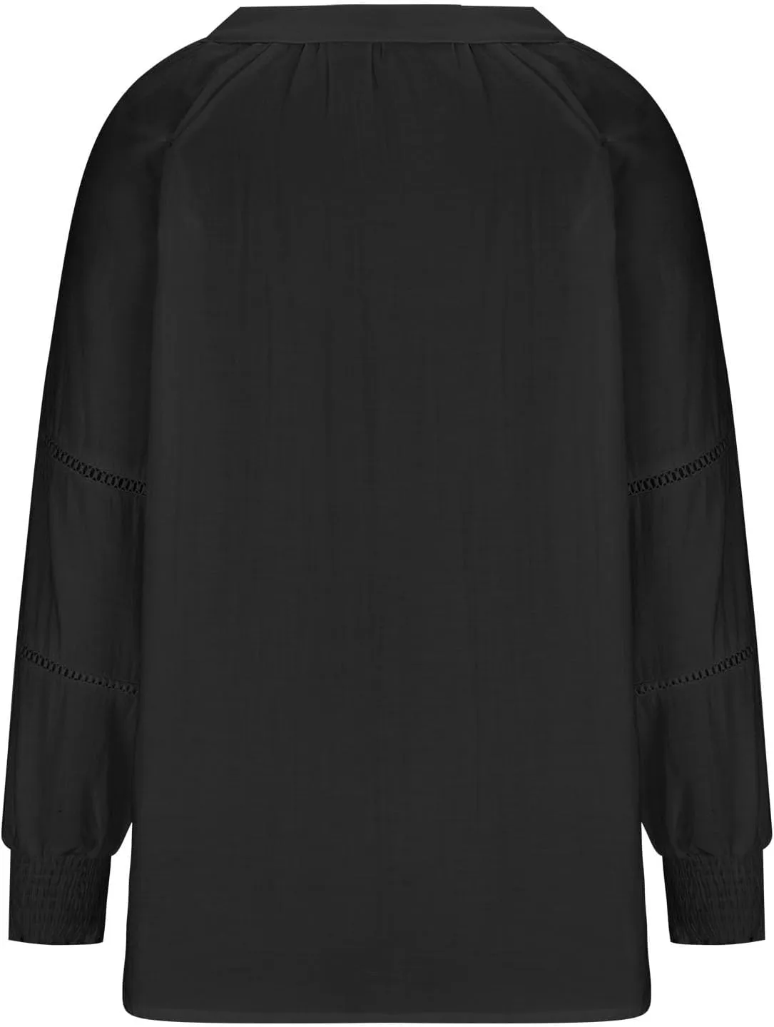 Womens Summer Tops 3/4 Lantern Sleeve Casual V-Neck T-Shirts Chiffon Pleated Loose Tunic Lace Hollow-Out Blouse