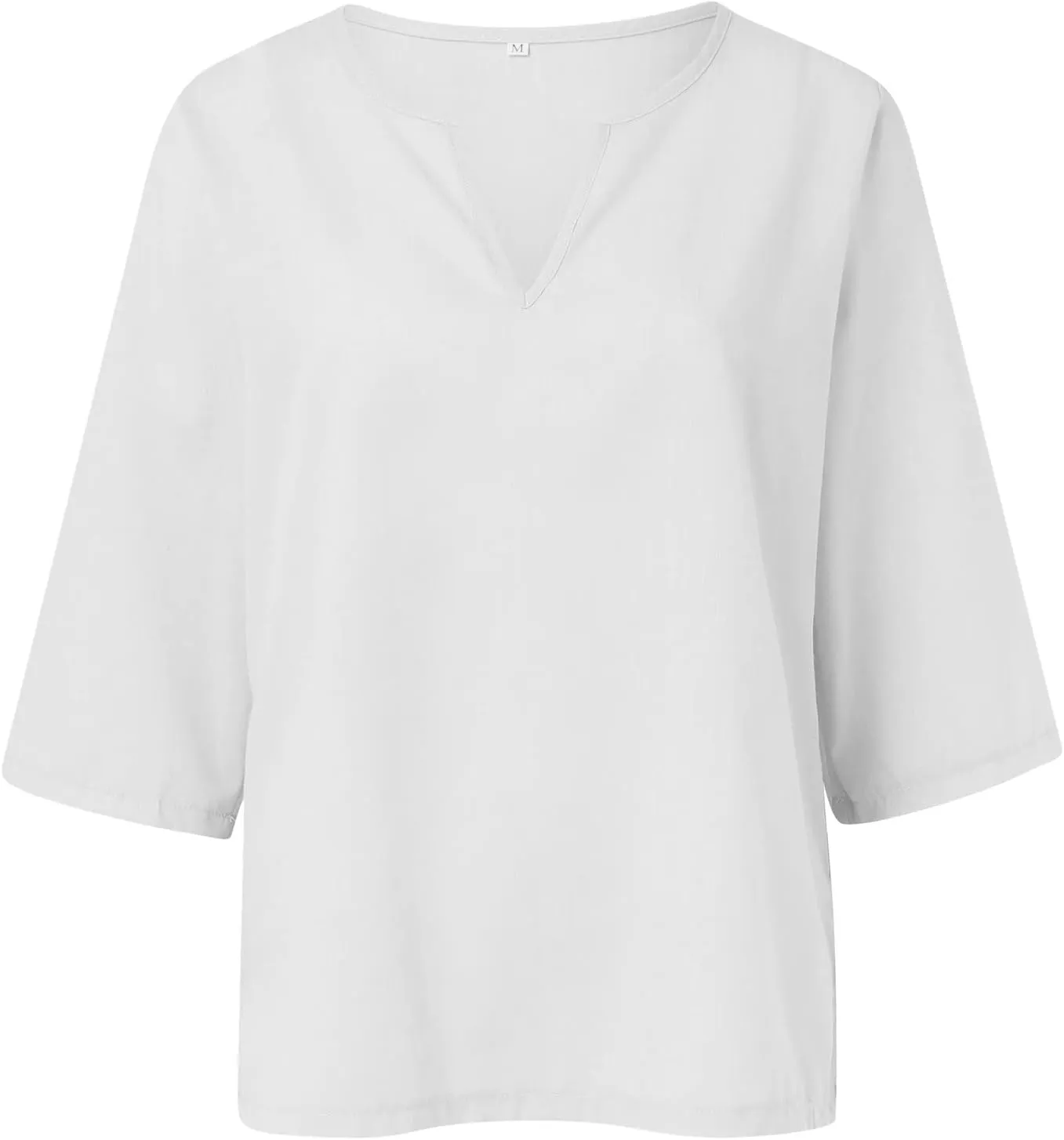 Women's Summer Tops Trendy Comfy Cotton Linen Shirts Loose Soft Linen Blouse Round Neck Oversized Tunic Blouses