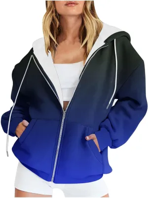 Womens Tie Dye Zip Up Hoodies Oversized Fleece Lined Hooded Sweatshirts Teen Girl Y2K Sherpa Jackets with Pockets