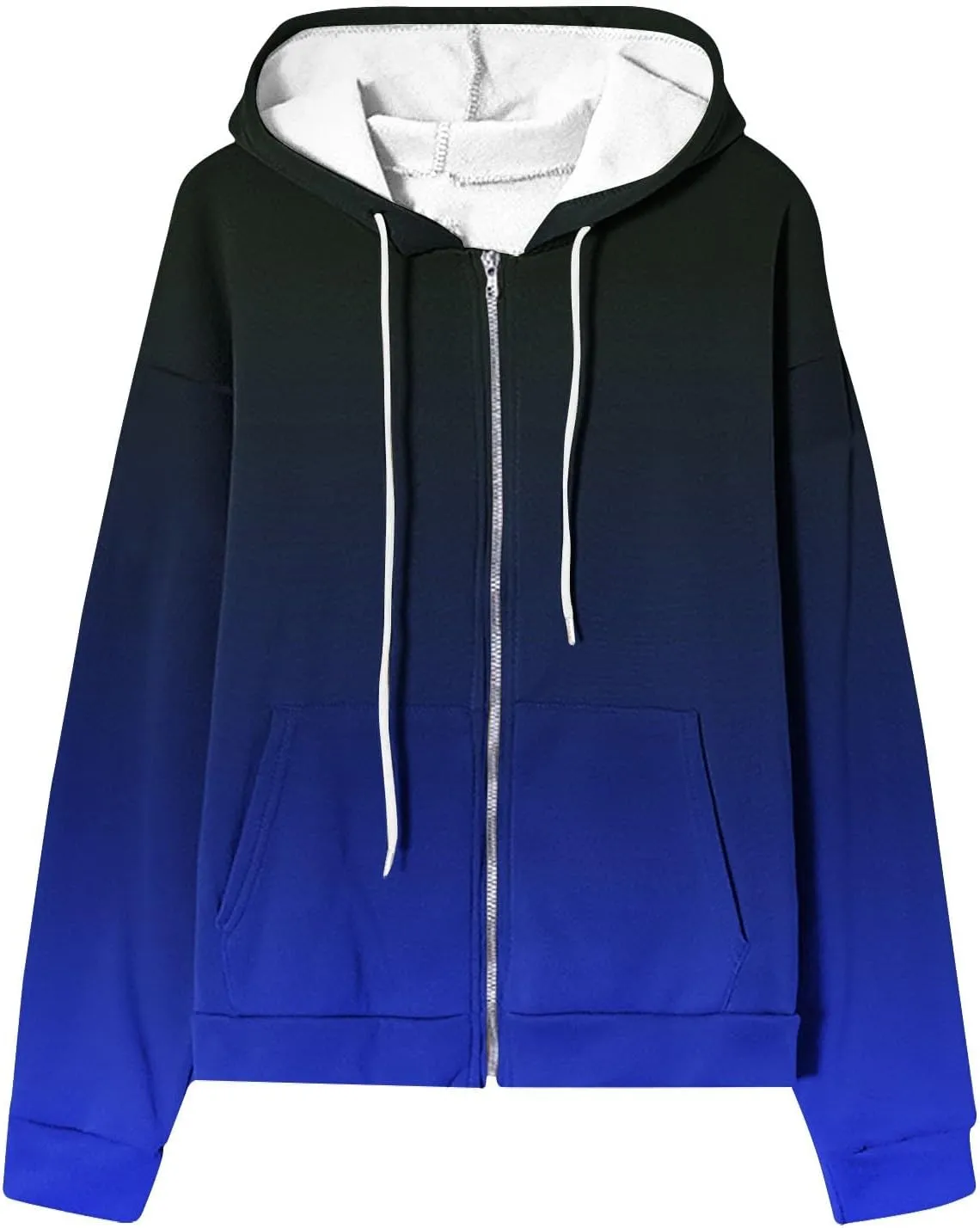 Womens Tie Dye Zip Up Hoodies Oversized Fleece Lined Hooded Sweatshirts Teen Girl Y2K Sherpa Jackets with Pockets