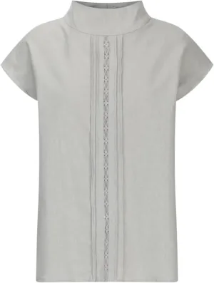 Womens Tshirts Cotton Linen Fashion Slim Fit High Neck Cap Sleeve Lace Shirt Summer Casual Sexy Cotton Linen Blouses