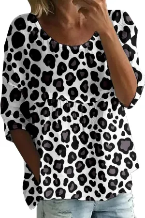 Women's Vintage Floral Print Top Oversized Crew Neck Blouse Breathable 3/4 Sleeve Comfy Work Casual Tees 2025