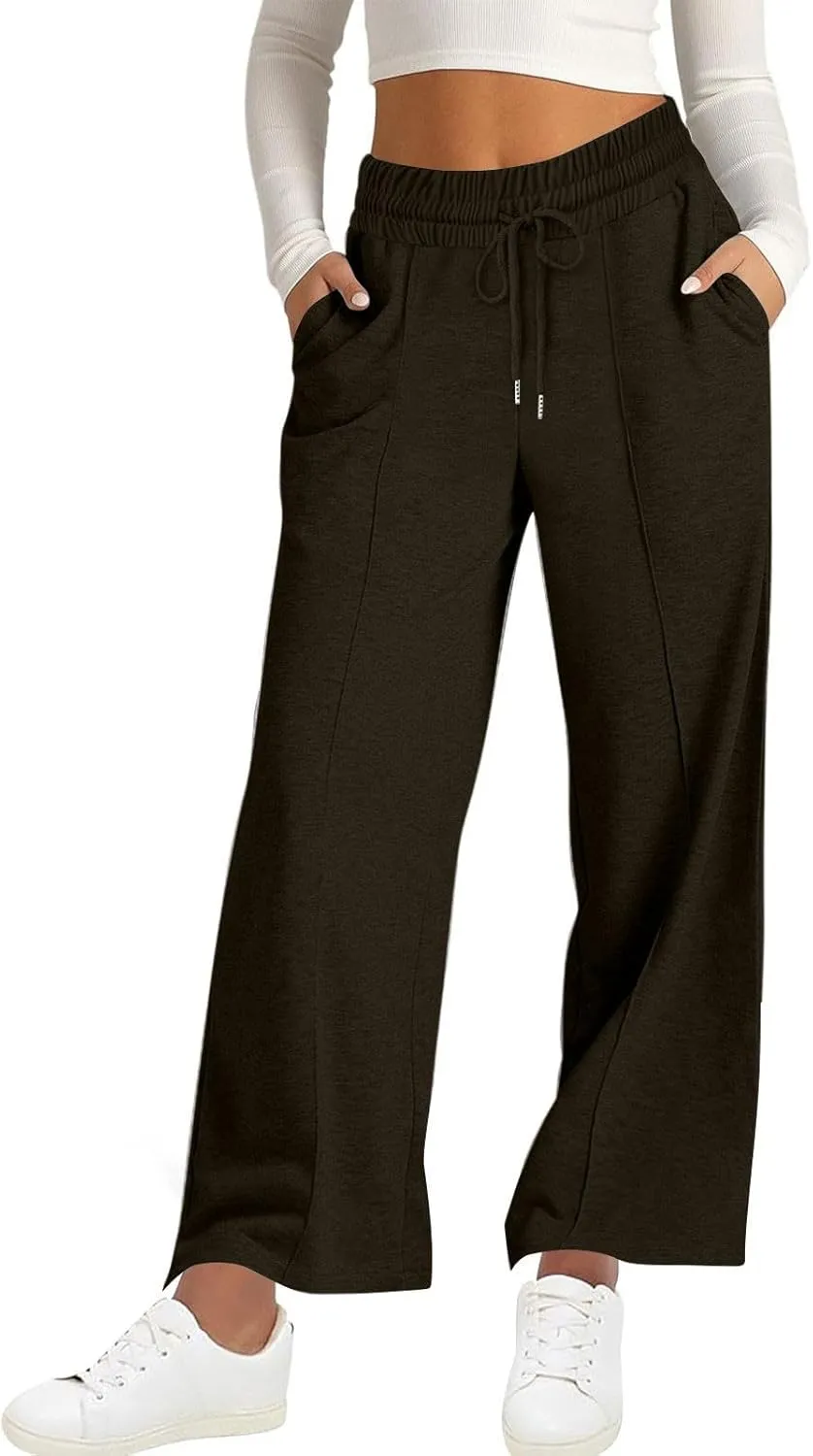 Women's Wide Leg Sweatpants Drawstring Loose Wide Leg Lounge Pants Straight Leg High Waist Casual Joggers Trousers
