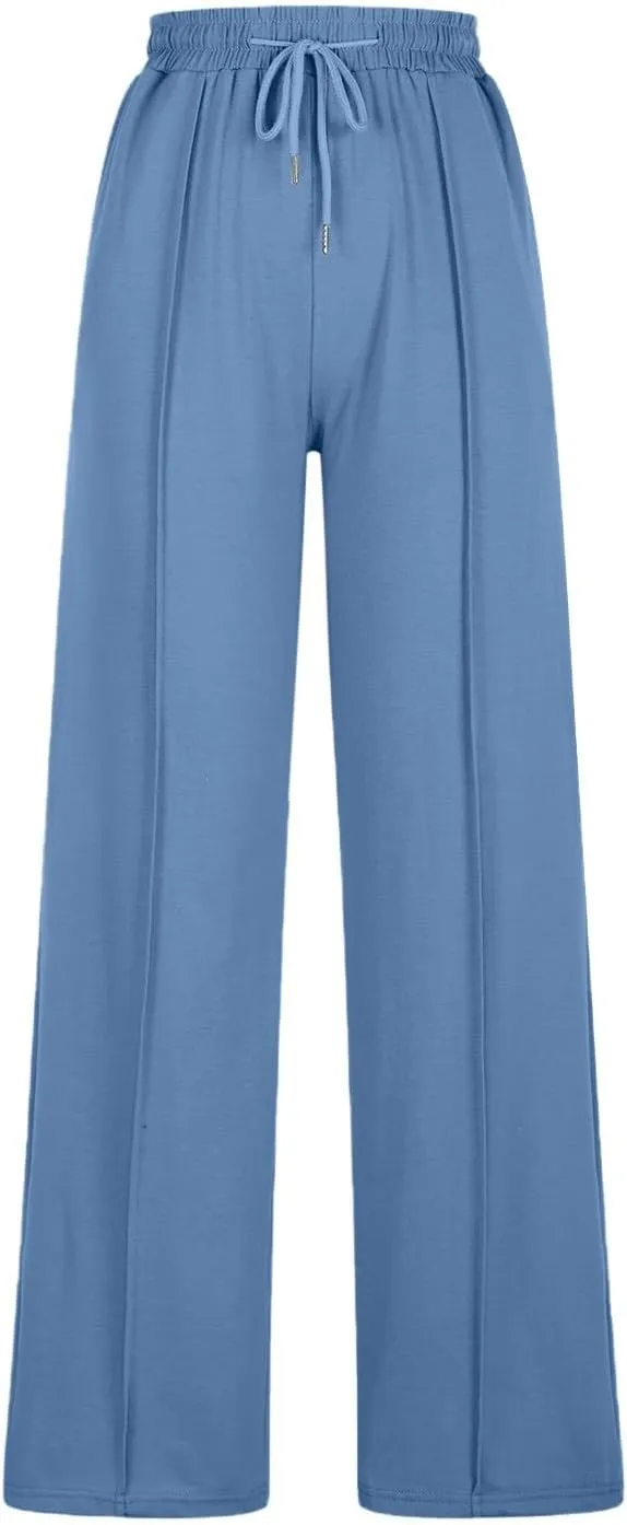 Women's Wide Leg Sweatpants Drawstring Loose Wide Leg Lounge Pants Straight Leg High Waist Casual Joggers Trousers
