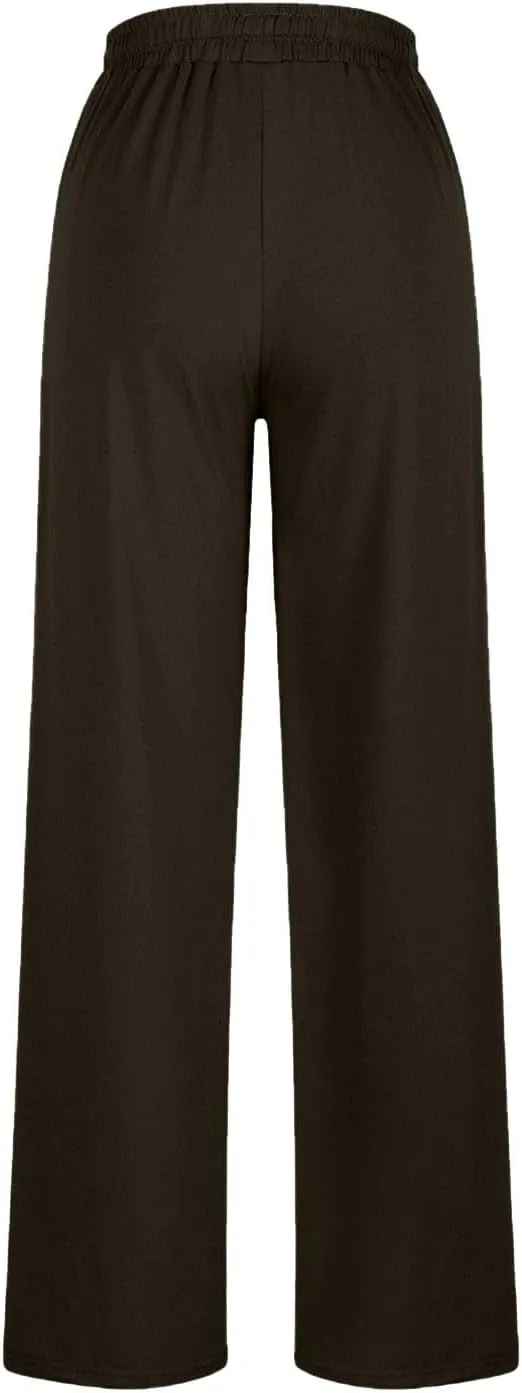 Women's Wide Leg Sweatpants Drawstring Loose Wide Leg Lounge Pants Straight Leg High Waist Casual Joggers Trousers