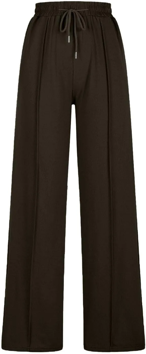 Women's Wide Leg Sweatpants Drawstring Loose Wide Leg Lounge Pants Straight Leg High Waist Casual Joggers Trousers