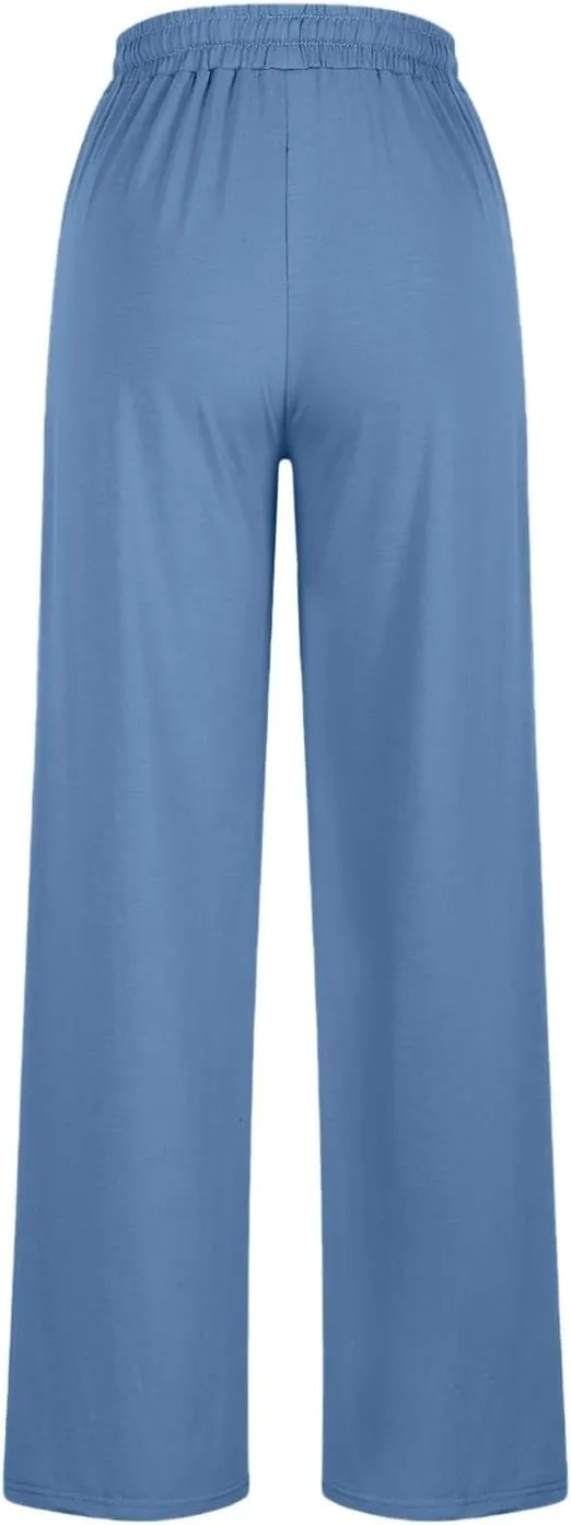 Women's Wide Leg Sweatpants Drawstring Loose Wide Leg Lounge Pants Straight Leg High Waist Casual Joggers Trousers
