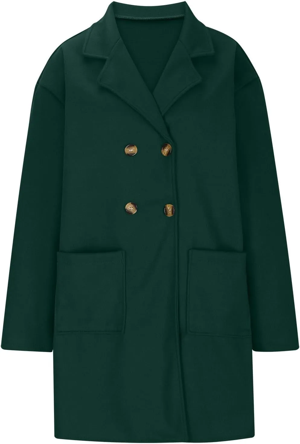 Women's Winter Thick Wool Blend Coat Lapel Double Breasted Office Work Long Pea Coat Overcoat Mid-Long Trench Coats