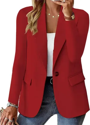Women's Work Office Blazer Casual Long Sleeve Lapel Open Front Suit Jacket Work Blazer Elegant Clothes with Pockets
