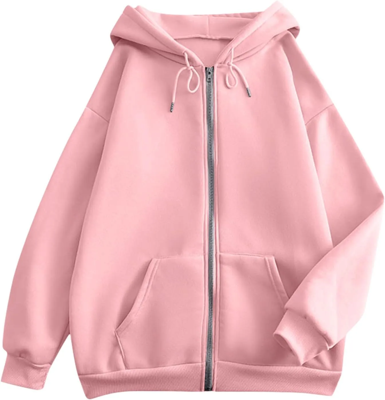 Womens Zip Up Hoodies Long Sleeve Oversized Sweatshirts Y2K Jacket with Pockets 2025 Fall Fashion Clothes