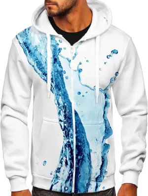 XIAXOGOOL Hoodies For Men,Unisex Plus Size Full Zip Up Hoodie Tie-Dye Gradient Sweatshirt Long Sleeve Hooded Jacket