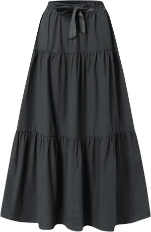 XOWRTE Women's 2025 Bohemian Long Skirts Flowy High Waist A Line Maxi Skirts for Women Summer Pleated Mini Skirts