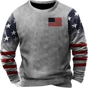 Ymosrh Men's Sweatshirts Printed Sweatshirt Outdoor Ethnic Loose Long Sleeved Sweatshirts, M-4XL