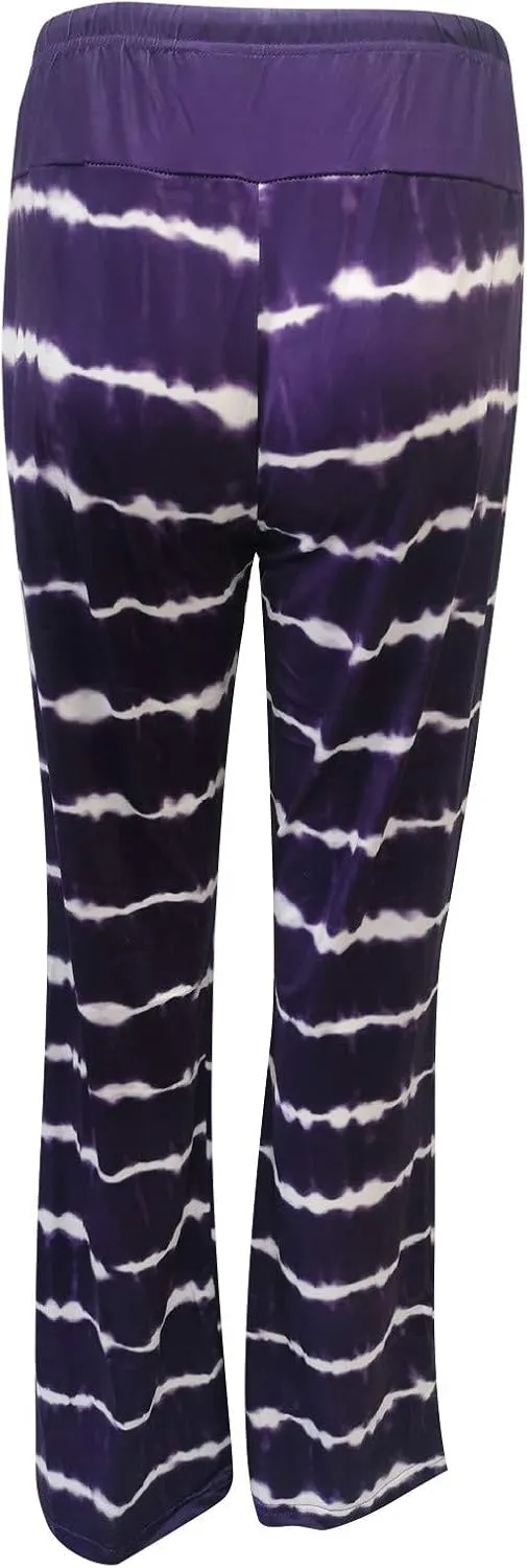Yoga Pants for Women, Womens Plus Size Pants Stripe Drawstring Wide Leg Trousers Running Straight Loose Long Pants