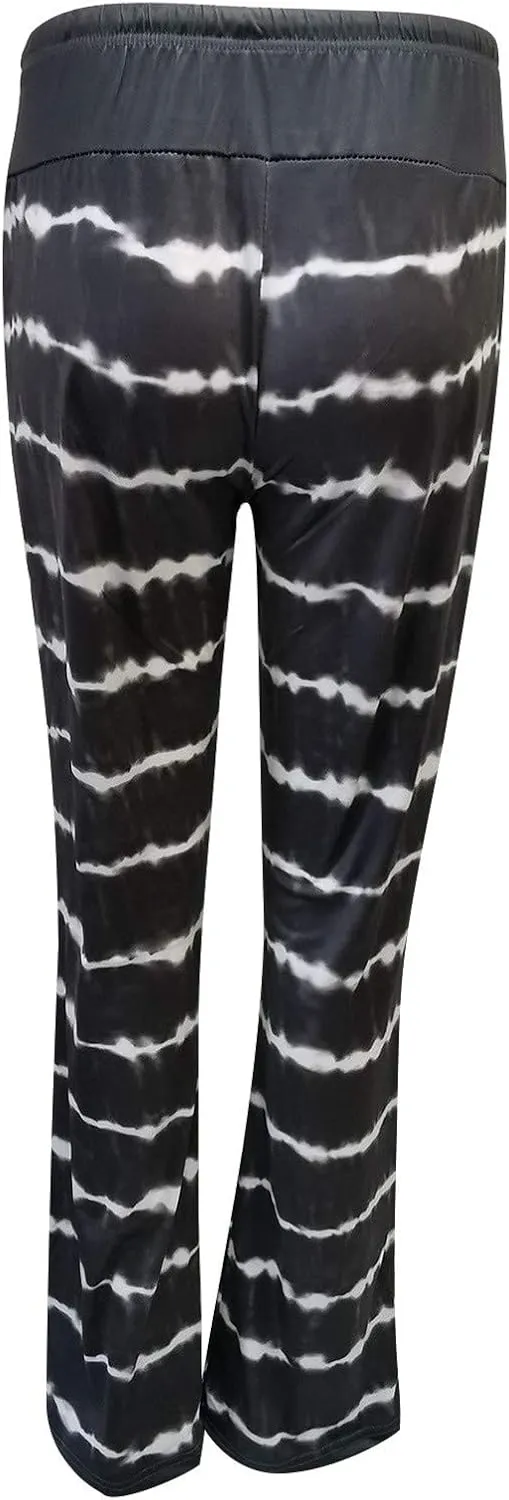 Yoga Pants for Women, Womens Plus Size Pants Stripe Drawstring Wide Leg Trousers Running Straight Loose Long Pants