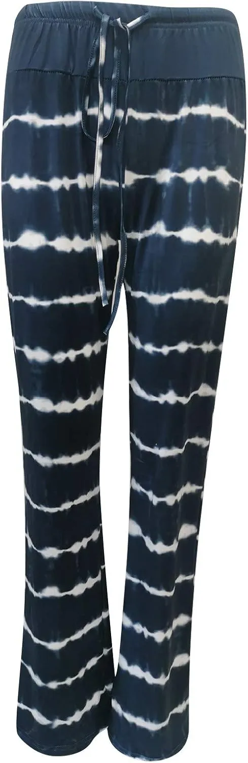 Yoga Pants for Women, Womens Plus Size Pants Stripe Drawstring Wide Leg Trousers Running Straight Loose Long Pants